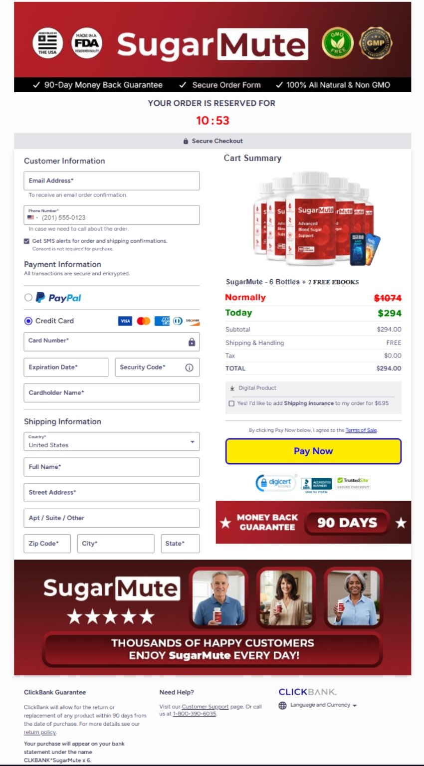 SugarMute Official Website Secure Order Page